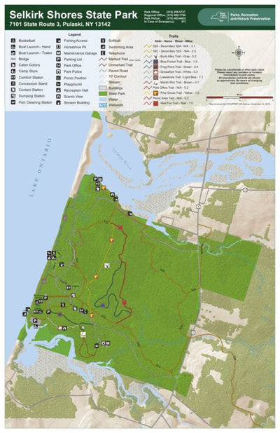 New York State Parks Selkirk Shores State Park Trail Map digital map
