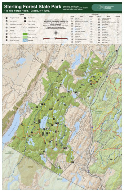 New York State Parks Sterling Forest State Park Trail Map digital map