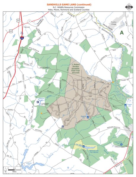 Sandhills Game Land Map by North Carolina Wildlife Resources Commission 