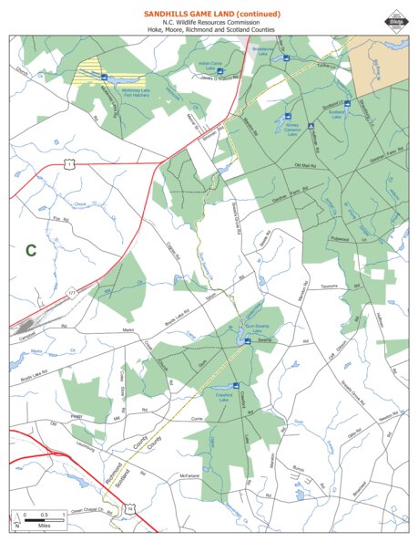 Sandhills Game Land Map by North Carolina Wildlife Resources Commission 