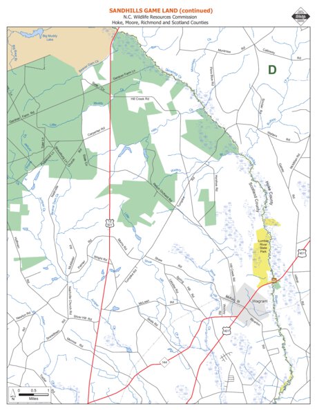 Sandhills Game Land Map by North Carolina Wildlife Resources Commission 