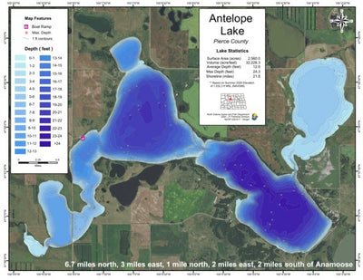 North Dakota Game and Fish Department Antelope Lake - Pierce County digital map