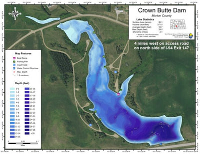 North Dakota Game and Fish Department Crown Butte Dam - Morton County digital map