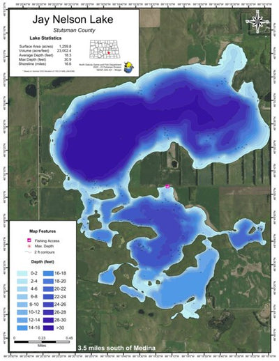 North Dakota Game and Fish Department Jay Nelson Lake - Stutsman County digital map