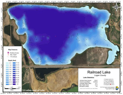 North Dakota Game and Fish Department Railroad Lake - Logan County digital map