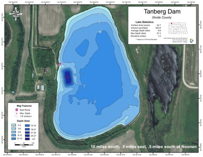 North Dakota Game and Fish Department Tanberg Dam - Divide County digital map