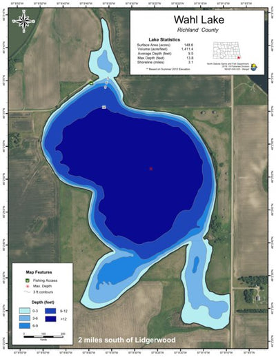 North Dakota Game and Fish Department Wahl Lake - Richland County digital map