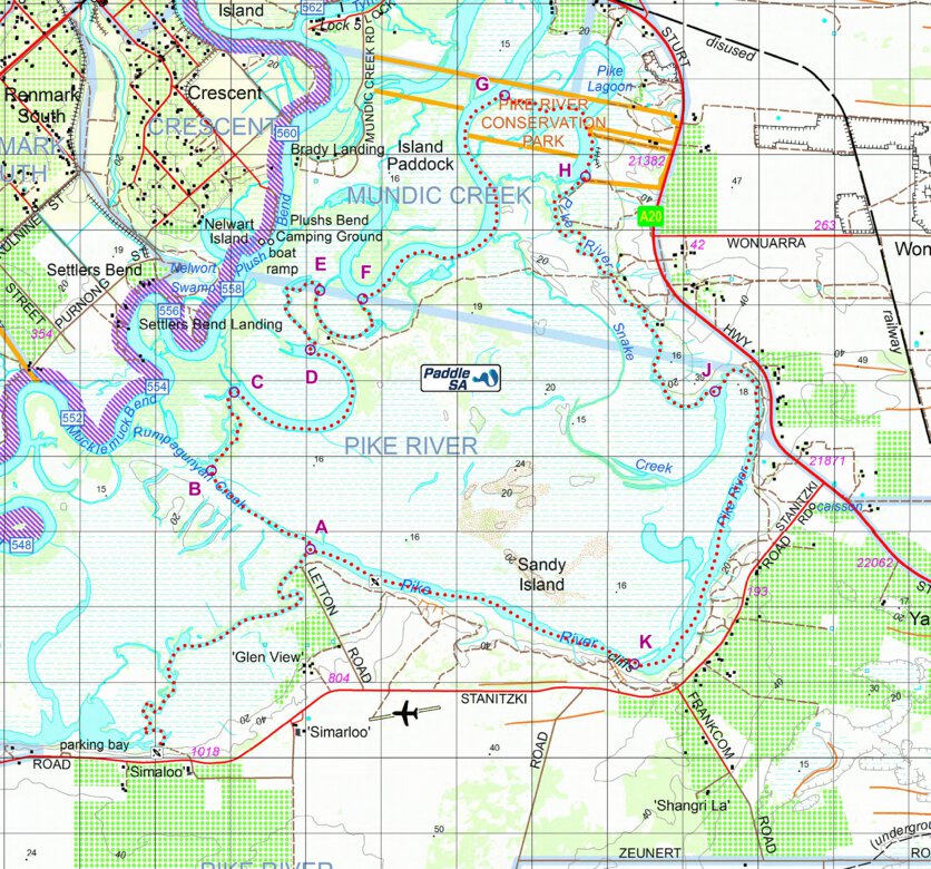 PaddleSA Pike River Mundic Creek Loop Trail Map by PaddleSA | Avenza Maps