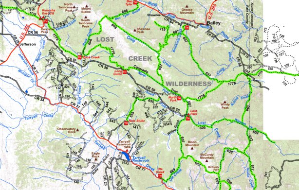 Bailey Area Hiking Trails Map by Park County Recreation & Resource ...