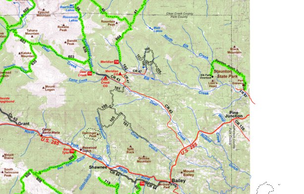 Pine Junction Area Hiking Trails Map by Park County Recreation ...