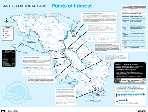 Parks Canada Jasper National Park - Points of Interest digital map