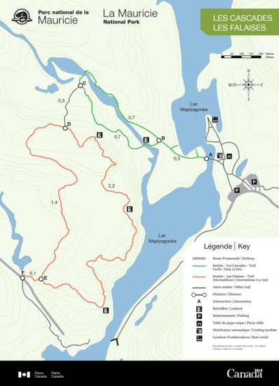Parks Canada La Mauricie National Park - Cascades and Falaises digital map