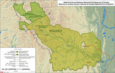 Parks Canada Naats'ihch'oh National Park - Full Park Map and Nahanni Park digital map