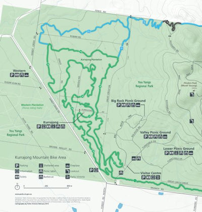 Parks Victoria You Yangs Regional Park - Kurrajong Mountain Bike Area digital map