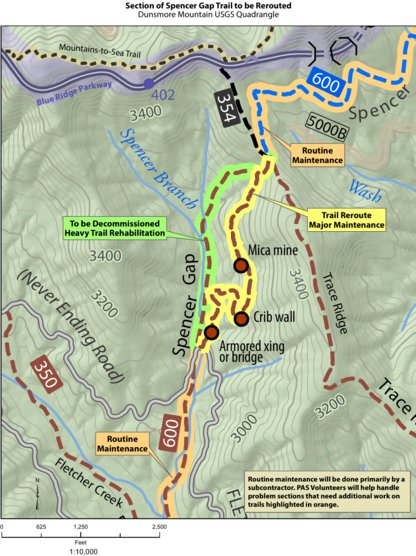 Spencer Gap reroute zoomed revised dec15 Map by Pisgah Geographic ...