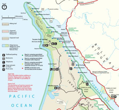 Point Reyes NS Point Reyes NS, Tomales Bay Boat-in Camping Map digital map