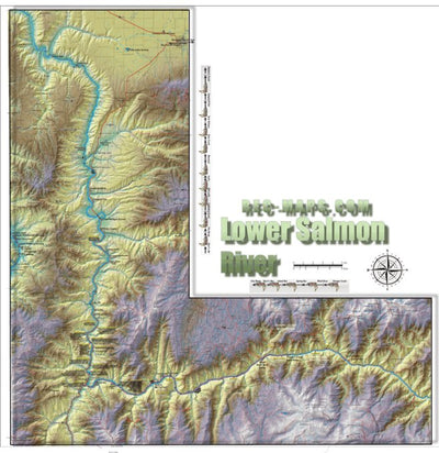 Rec-Maps.com Lower Salmon River Rafting notes for navigating rapids and holes digital map