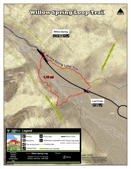 Wilson Spring Loop Paved Willow Spring Loop Trail Map by Red Rock Canyon National Conservation ...