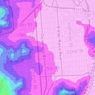 Segoviano San Francisco Elevation Ranges digital map