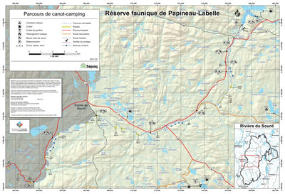 Sépaq Réserve faunique de Papineau-Labelle : Carte de canot-camping (Rivière du Sourd) digital map