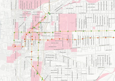 Slow Foot Movement USBR 35 through Downtown Indianapolis, IN digital map