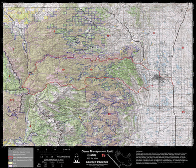 Spirited Republic 2018 GMU 19 Colorado Big Game (Elk/Mule Deer) Hunting Map (Public/Private Lands) digital map