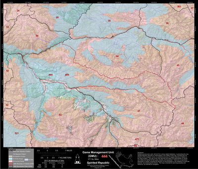 Spirited Republic 2018 GMU 444 Colorado Big Game (Elk/Mule Deer) Hunting Map (Habitat and range) digital map