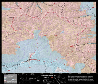 Spirited Republic 2018 GMU 55 Colorado Big Game (Elk/Mule Deer) Hunting Map (Habitat and range) digital map