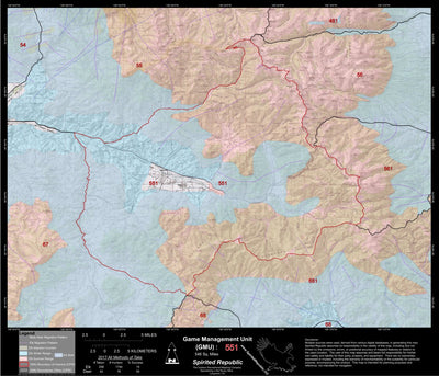 Spirited Republic 2018 GMU 551 Colorado Big Game (Elk/Mule Deer) Hunting Map (Habitat and range) digital map