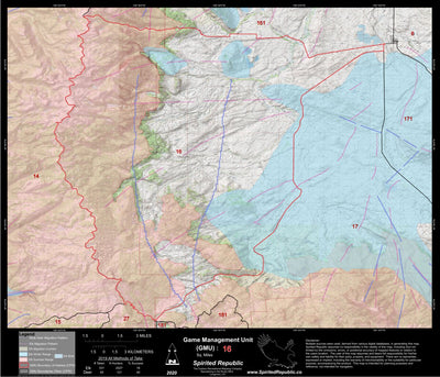 Spirited Republic 2020 Colorado Big Game Elk/Deer Topo Hunt Habitat Range GMU 16 digital map
