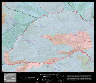 Spirited Republic 2020 Colorado Big Game Elk/Deer Topo Hunt Habitat Range GMU 35 digital map