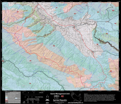 Spirited Republic 2020 Colorado Big Game Elk/Deer Topo Hunt Habitat Range GMU 62 digital map