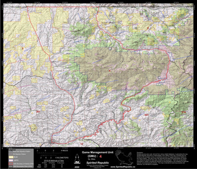 Spirited Republic 2020 Colorado Big Game Elk/Deer Topo Hunt Public Lands GMU 4 digital map
