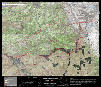 Spirited Republic 2020 Colorado Big Game Elk/Deer Topo Hunt Public Lands GMU 461 digital map