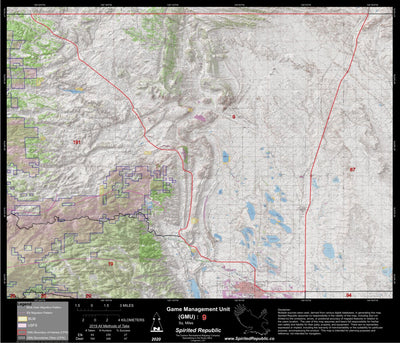 Spirited Republic 2020 Colorado Big Game Elk/Deer Topo Hunt Public Lands GMU 9 digital map
