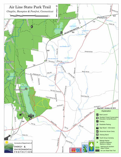 State of Connecticut DEEP Air Line State Park - Chaplin, Hampton, and Pomfret digital map