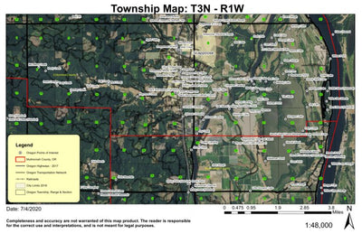 Super See Services Multnomah Channel T3N R1W Township Map digital map