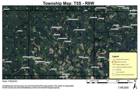 Super See Services Yoncalla Creek T5S R8W Township Map digital map
