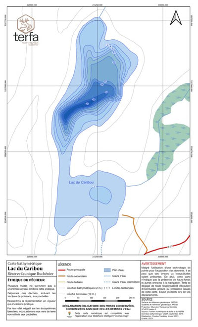 TERFA Caribou (lac) - Bathymétrie digital map