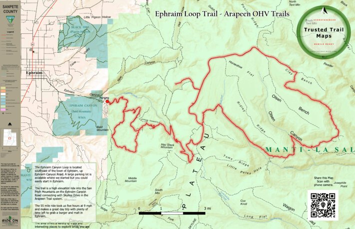 Ephraim Loop - Arapeen Trails Utah Map by Trusted Trail Maps Inc ...