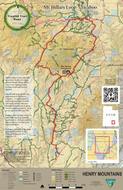 Trusted Trail Maps Inc. Mount Hillars Loop - Ticaboo Utah digital map