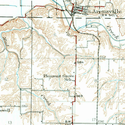 United States Geological Survey Arenzville, IL (1929, 62500-Scale) digital map