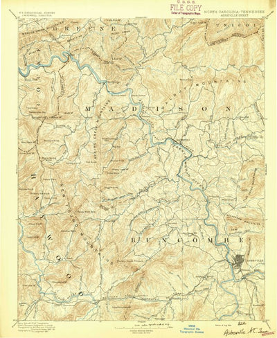 United States Geological Survey Asheville, NC-TN (1894, 125000-Scale) digital map