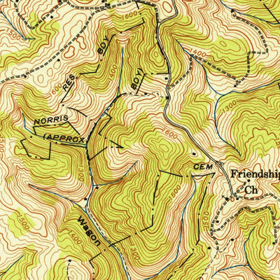 United States Geological Survey Ausmus, TN (1942, 24000-Scale) digital map