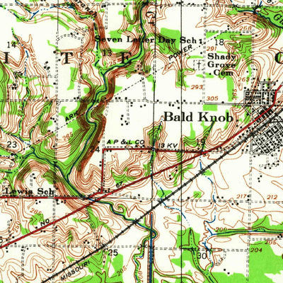 United States Geological Survey Bald Knob, AR (1935, 62500-Scale) digital map