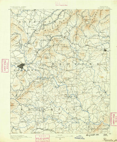 United States Geological Survey Bedford, VA (1890, 125000-Scale) digital map