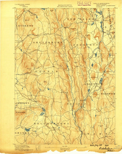 United States Geological Survey Belchertown, MA (1890, 62500-Scale) digital map