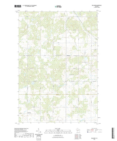United States Geological Survey Bellinger, WI (2022, 24000-Scale) digital map