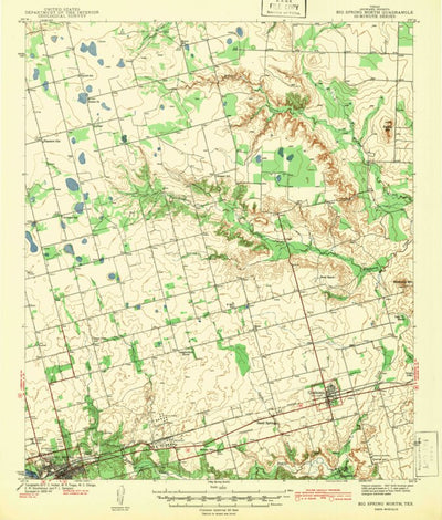 United States Geological Survey Big Spring North, TX (1942, 62500-Scale) digital map