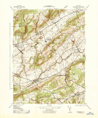 United States Geological Survey Bloomsbury, NJ (1943, 31680-Scale) digital map